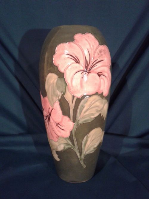 Large Moorcroft Mid Period Coral Hibiscus Vase