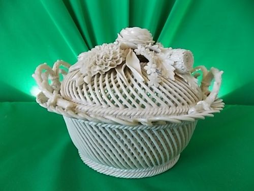 Fine Belleek Lidded Basket
