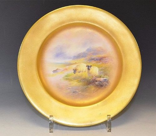 Worcester Gilt Rimmed Plate. Signed Harry Davis.