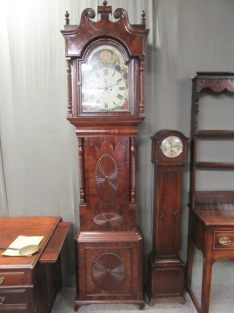 Tall Victorian Mahogany Moon Dial Grandfather Clock. By James Waring Stockport