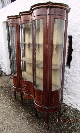 fig 1. Fine Edwardian two door mahogany inlaid display china cabinet.