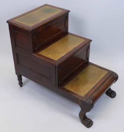 A Set of  Regency Period Mahogany Library Steps