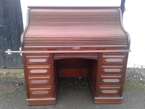A Large Victorian Mahogany Roll Top Desk.