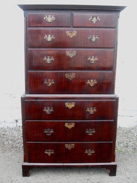 Early Georgian Circa 1760s Mahogany Chest on Chest.
