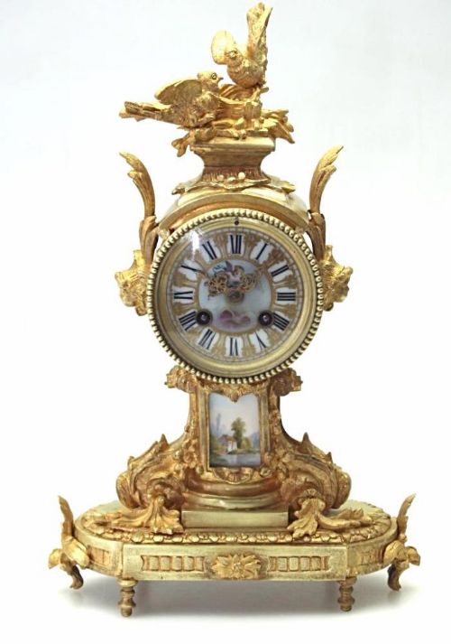 19th Century  French Gilt Ormolu Mantel Clock 8 Day