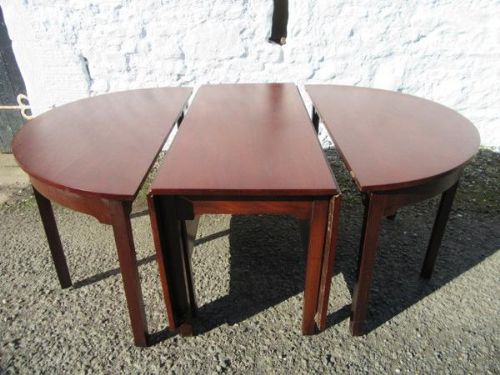 Georgian D End Three Part Mahogany Dining Table.