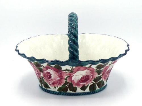 A Rare Scottish Wemyss Ware Open Basket ( Cabbage Roses )