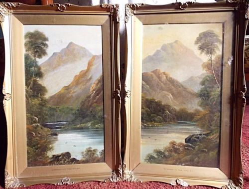 Alfred De Breanski Rba- Oil Paintings Pair of Scottish River and Mountain Landscapes Oil on Boards