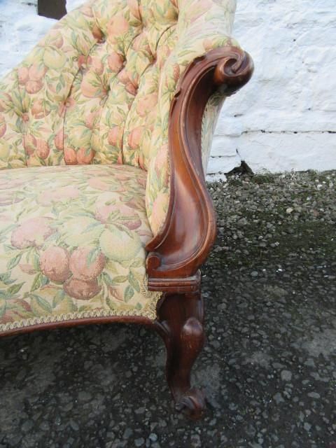 fig 1. A good Victorian rosewood button backed chaise lounge