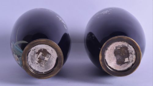 fig 2. Pair of Japanese Meiji period cloisonne enamel vases,