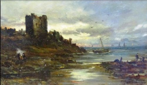 Sam Bough R.s.a. Oil Painting  (1822-1878) Scottish Evening Castle. Aberdeenshire