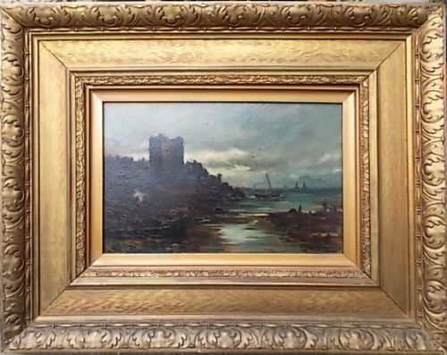 fig 1. Sam Bough R.S.A. Oil Painting (1822-1878) Scottish Evening Castle. Aberdeenshire