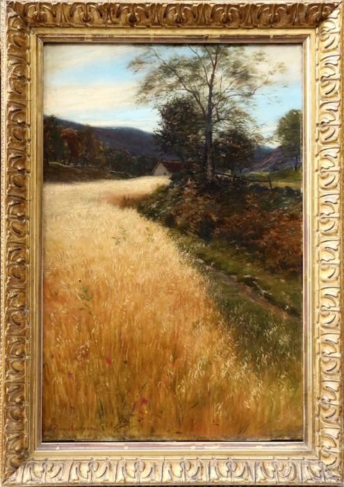 fig 1. Joseph Farquharson (1846-1935) Oil painting ( Summer oats field Finzean ) Aberdeenshire.