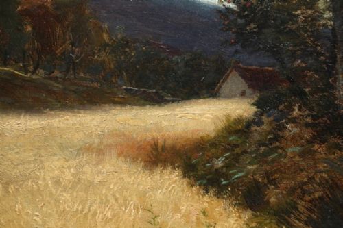 fig 3. Joseph Farquharson (1846-1935) Oil painting ( Summer oats field Finzean ) Aberdeenshire.