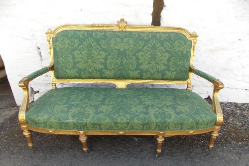 19th Cent French Carved Giltwood Sofa.