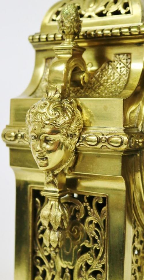 fig 2. Antique French 8 Day Finely Pierced Embossed Cast Bronze Mantel Clock