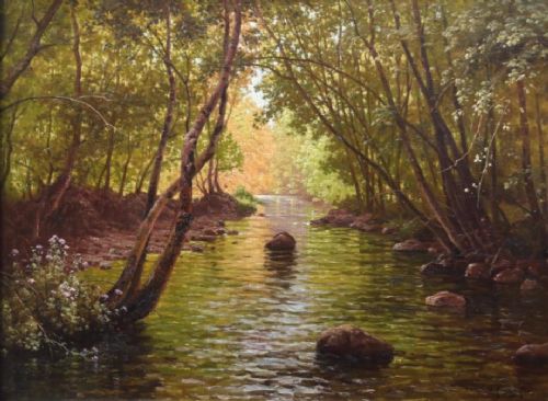 Charles Edmond Rene His. Large Oil Painting