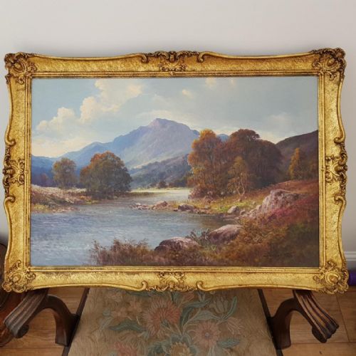 fig 1. Douglas Falconer Oil on Board. Scottish Highland Loch landscape