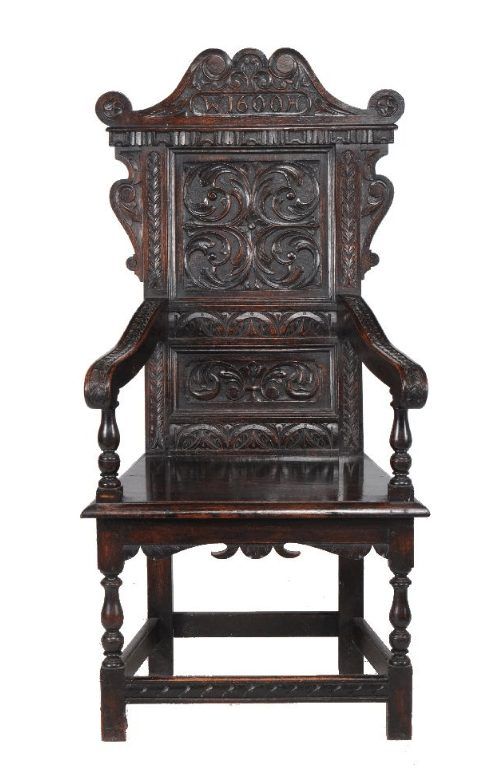 High Backed Victorian Carved Oak Wainscot Chair