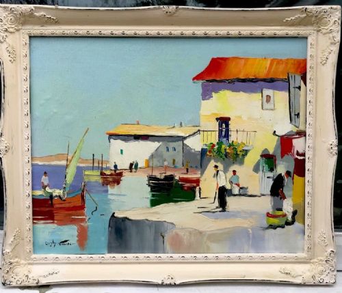 Cecil Rochfort Doyly John. St.tropez Harbour. Oil Painting