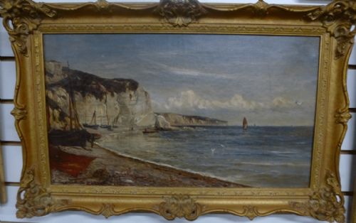 Gustave De Breanski. Oil Painting (White Cliff Seascape)
