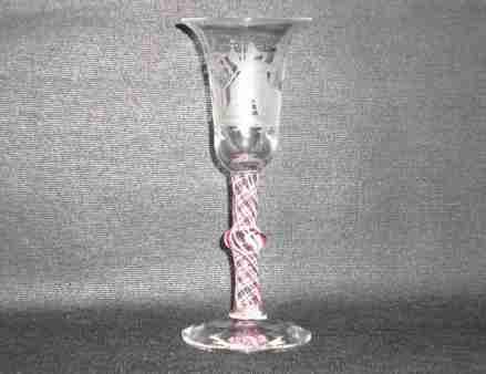 18th Century Dutch Masonic Ruby and White Strung Airtwist Glass