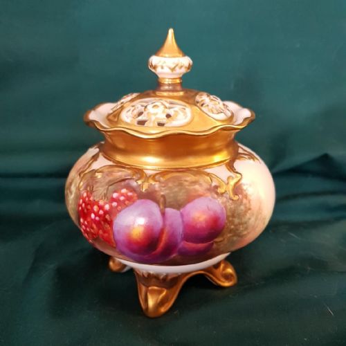 A Royal Worcester Fallen Fruits Pot Pourri and Cover by Smith