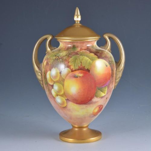 A Royal Worcester Vase and Cover, Fallen Fruits. Shape 2701/2,