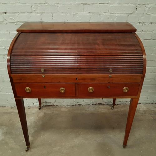 fig 1. George III 18th century Mahogany tambour rolltop desk.