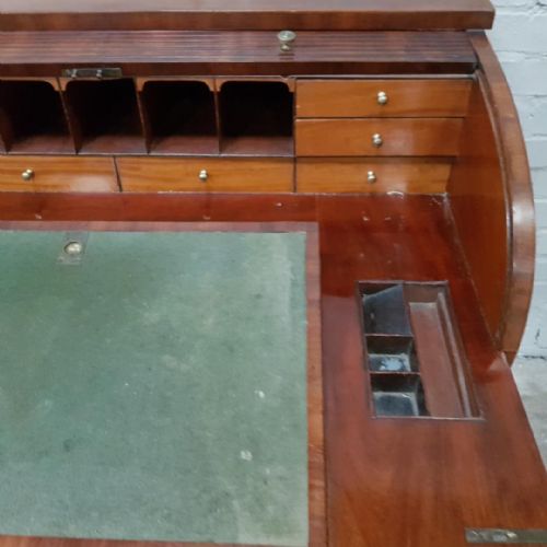 fig 2. George III 18th century Mahogany tambour rolltop desk.
