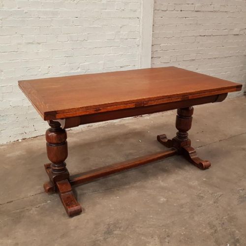 A 1920s Solid Oak Draw Leaf Refectory Table. Reduce by 30%