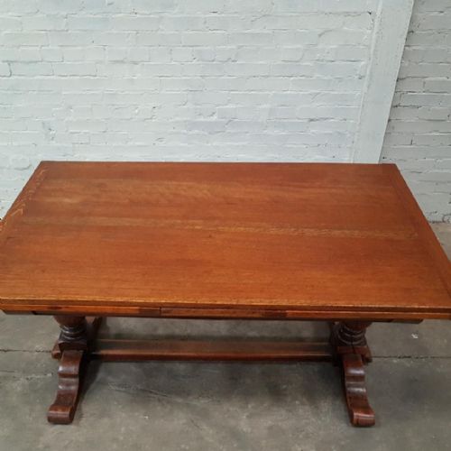 fig 1. A 1920s Solid oak draw leaf refectory table. REDUCE BY 30%