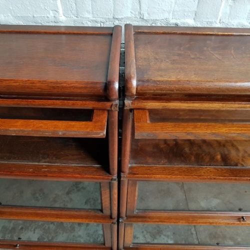 fig 1. A good pair of golden oak Globe Wernicke four section stacking bookcases