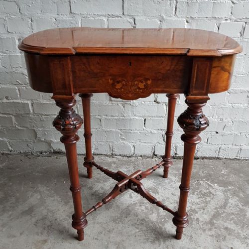 Victorian Burr Walnut Sewing Table