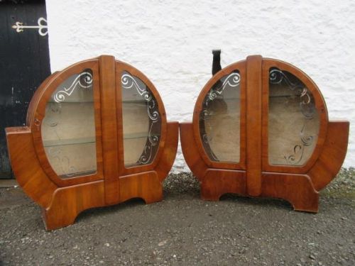 A Pair of Walnut Art Deco Cabinets