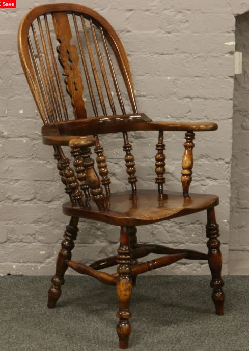 Victorian Pad Arm Elm and Ash High Back Windsor Chair