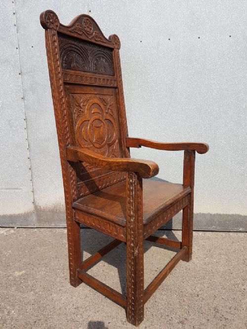 A 19th Century Carved Oak Wainscot Chair