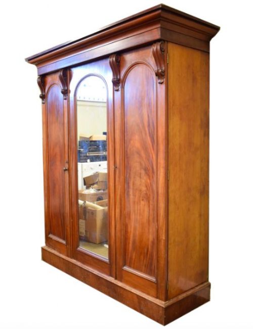 A Good Victorian Mahogany Three Door Wardrobe