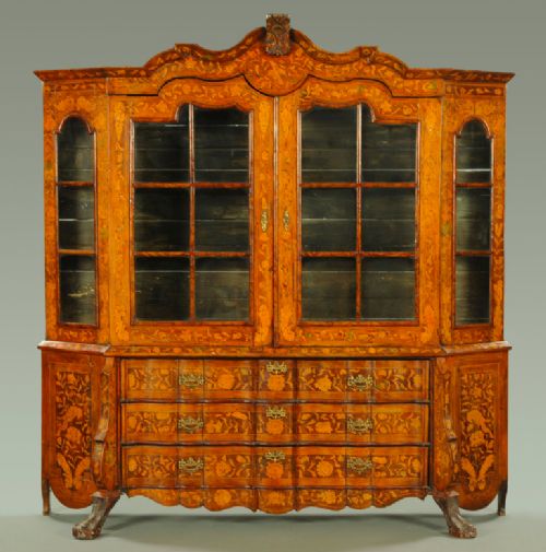 Dutch Marquetry Display Cabinet