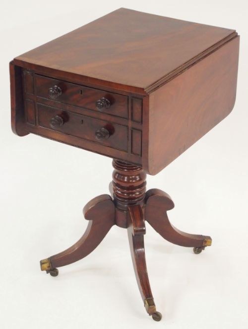 A William IV Mahogany Rosewood Crossbanded Sewing Table