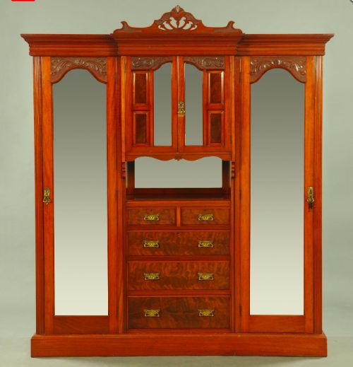 A Large Victorian Walnut Combination Wardrobe