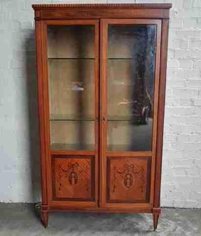Turn of the Century French Kingwood Inlaid Vitrine (Display Cabinet)