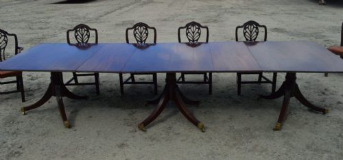 George III Three Pedestal Antique Dining Table 12ft Long