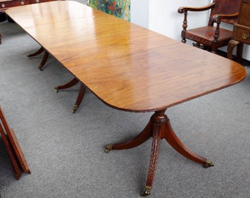 A Late 19th Century Mahogany Three Pedestal Dining Table