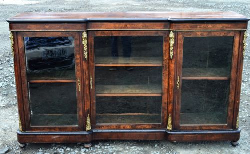 A Victorian Burr Walnut Ormolu Credenza (Bookcase)