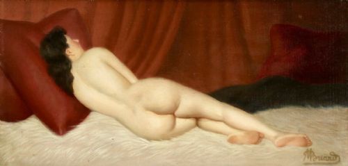 fig 1. Mourice Briard (1881-1957) Large Nude oil painting