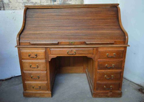 Superior Victorian Oak Roll Top Desk
