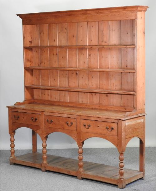 Victorian Pine Plate Back Kitchen Dresser