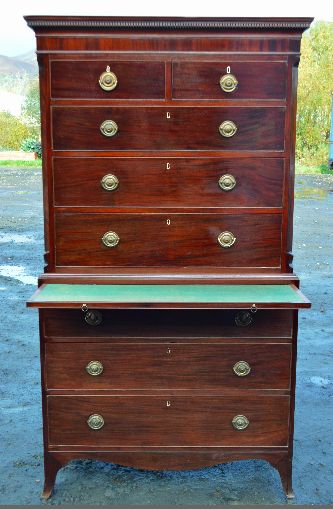 George III Mahogany Chest on Chest with Pullout Slide