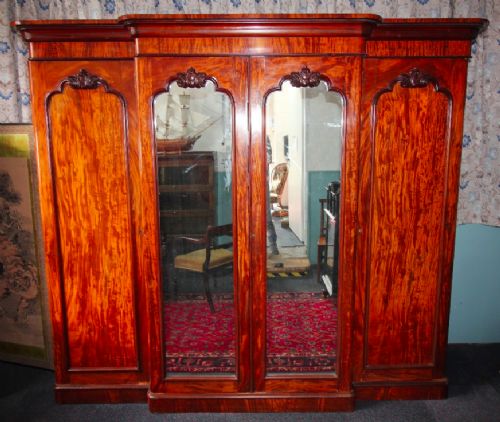 A Large Victorian Mahogany Breakfront Four Door Wardrobe